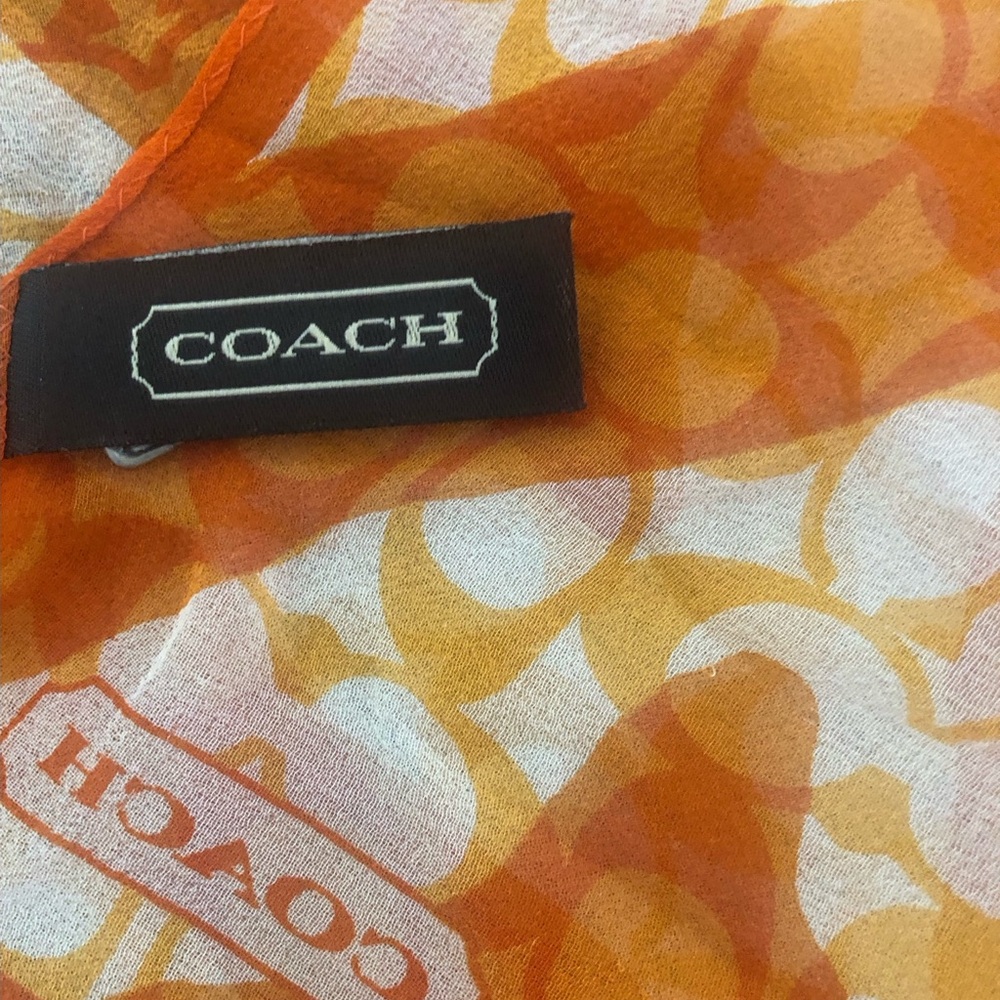 Coach Orange Patterned Scarf - Picture 3 of 4